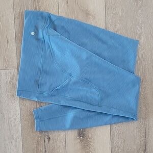 Lululemon, like new, pocketed, heathered blue, 25" inseam, leggings, size 8